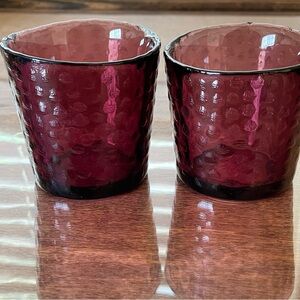 Plum Glass Candle Holders